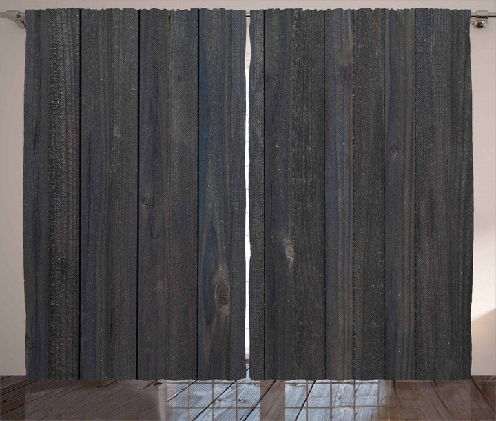 Wood Fence Rustic Printed Window Curtain Home Decor