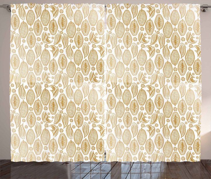 Cocoa Beans Plain Backdrop Pattern Window Curtain Home Decor
