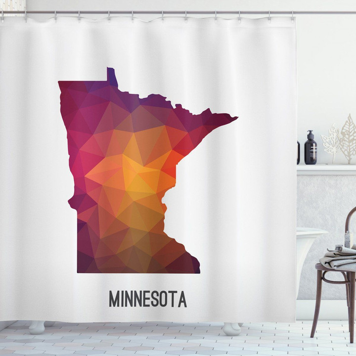 Low Poly Map Minnesota Pattern Shower Curtain Home Decor