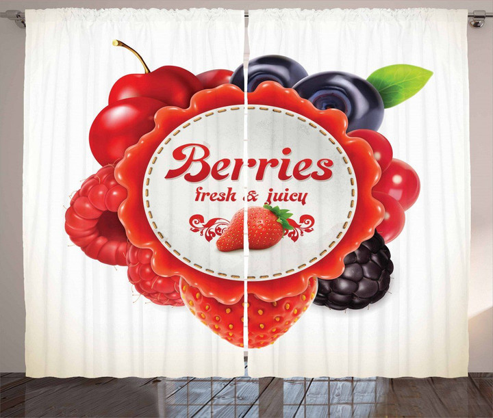 Colorful Berry Pattern Printed Window Curtain Home Decor
