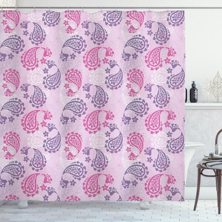 Art Effects Paisley Pattern Printed Shower Curtain Bathroom Decor