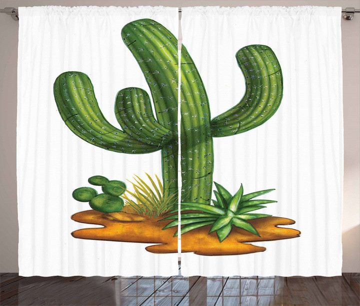 Arid Climate Saguaro Printed Window Curtain Home Decor