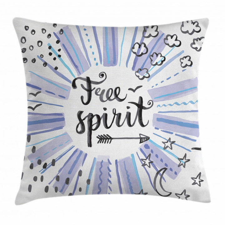 Free Spirit Star Moon Pattern Printed Cushion Cover