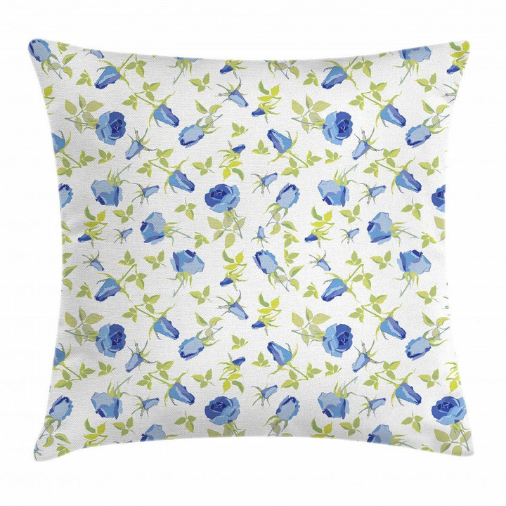 Ornate Rose Buds Flower Branch Pattern Cushion Cover