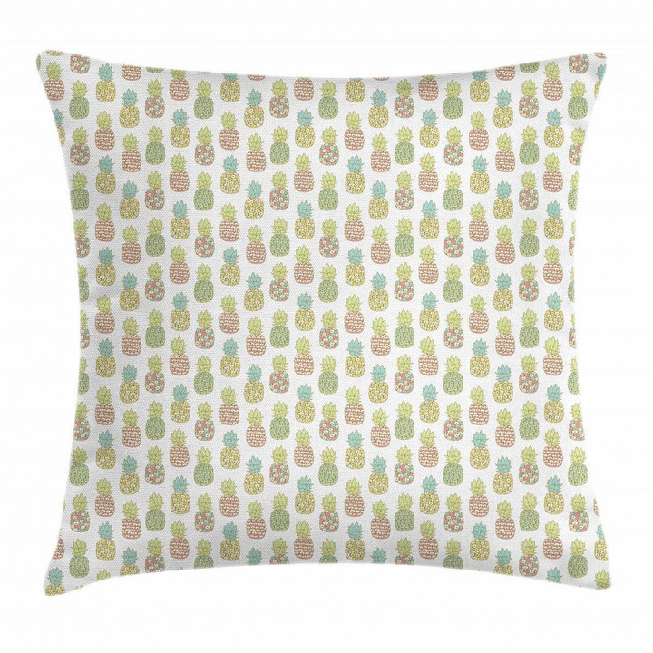 Pastel Tropical Fruit Pineapple Pattern Art Printed Cushion Cover