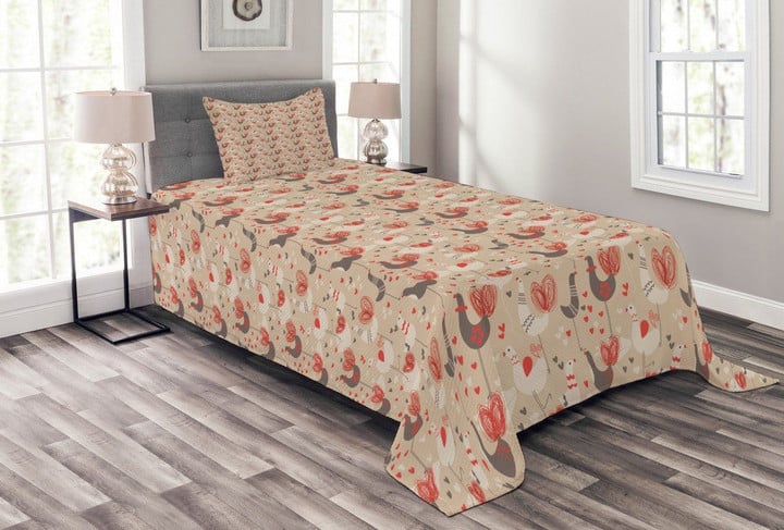 Chickens With Red Ducklips 3D Printed Bedspread Set