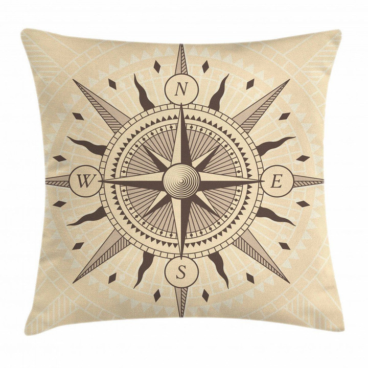Sea Exploration Compass Art Pattern Printed Cushion Cover