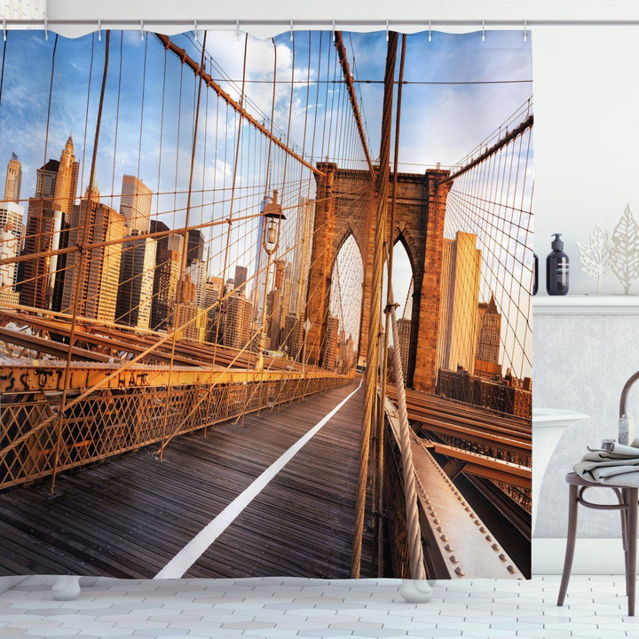 New York City Architecture Pattern Shower Curtain Home Decor