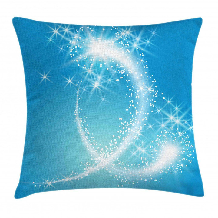 Swirling Stars With Tail Art Blue Background Pattern Cushion Cover