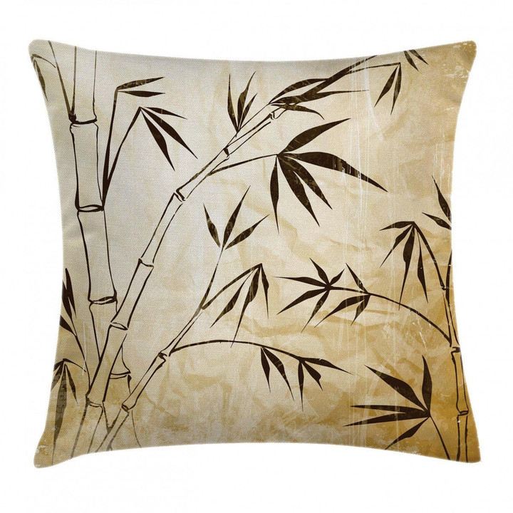 Gradient Bamboo Leaves Art Printed Cushion Cover