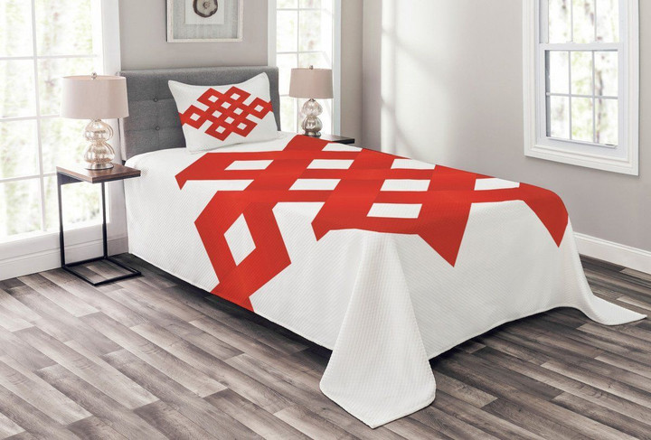 Tangled Lines With Squares 3D Printed Bedspread Set