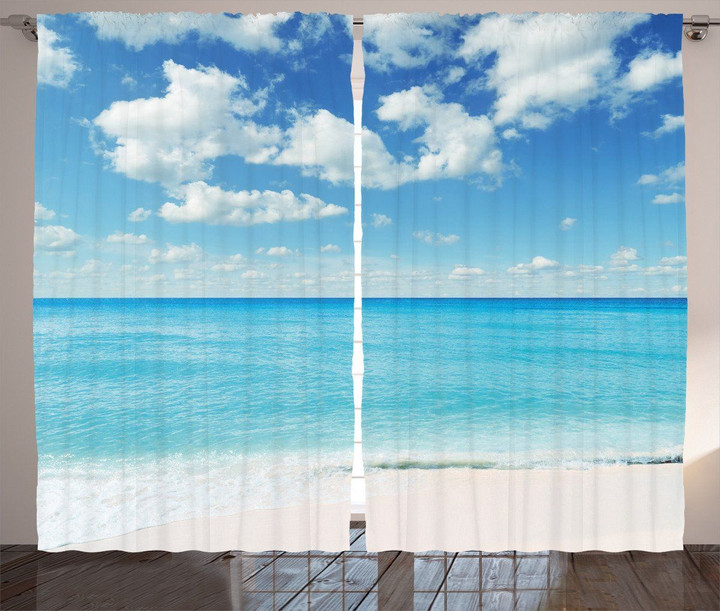 Exotic Beach Vivid Sky Pattern Window Curtain Home Decor
