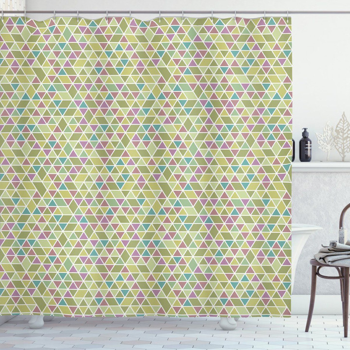Art Colorful Triangles Pattern Shower Curtain Home Decor