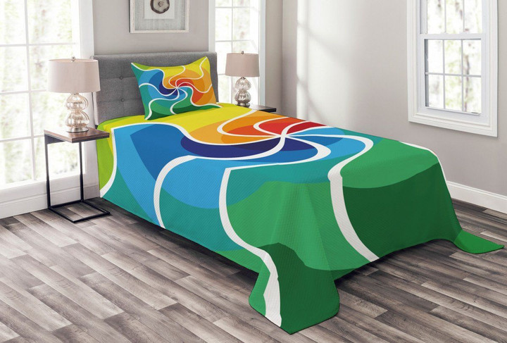 Rainbow Spiral 3D Printed Bedspread Set