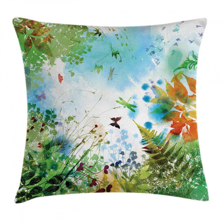 Flourishing Nature Butterfly Flying Art Printed Cushion Cover