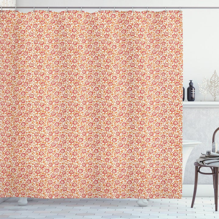 Petals And Leaves In Pastel 3d Printed Shower Curtain Bathroom Decor