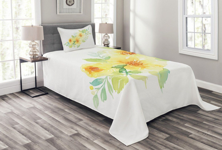 Watercolor Nature Flower 3D Printed Bedspread Set