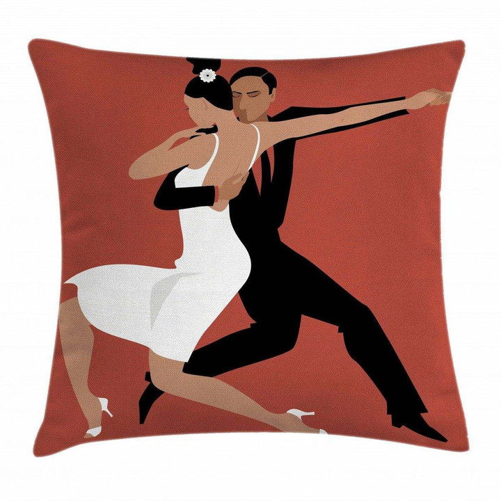 Latin Couple Dancing Pattern Printed Cushion Cover Home Decor