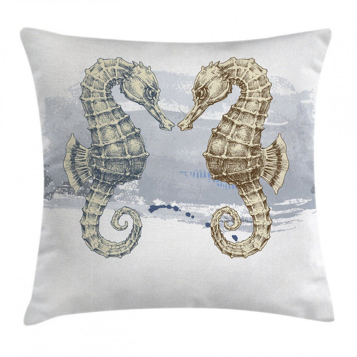 Seahorse Lovers Art Pattern Printed Cushion Cover