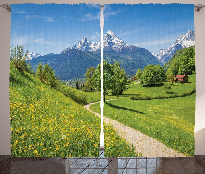 Wild Flowers In Alps Peaceful Pattern Window Curtain Home Decor