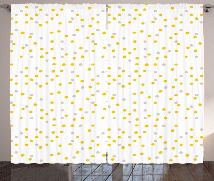 Random Mini Spots Yellow Pattern Window Curtain Home Decor
