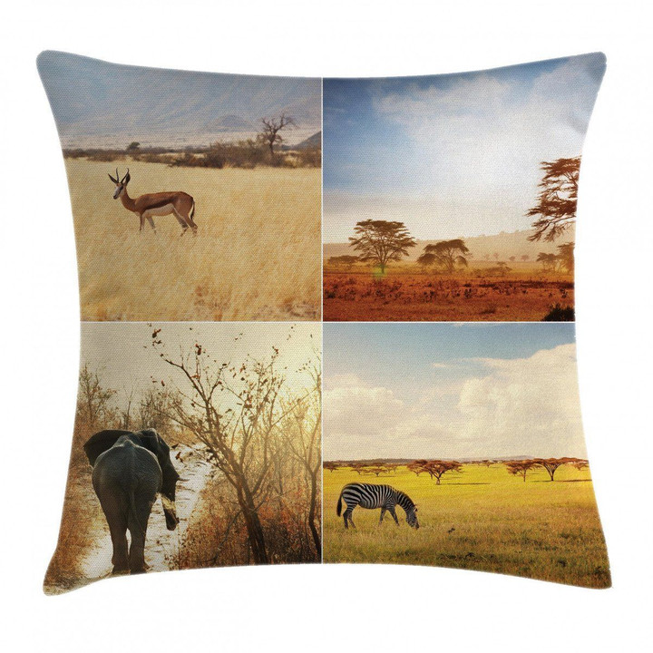 Wild Savannah Animal Art Printed Cushion Cover