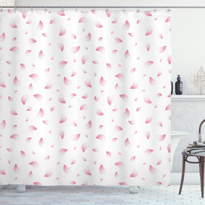 Flying Sakura Petals Pink Pattern Shower Curtain Home Decor