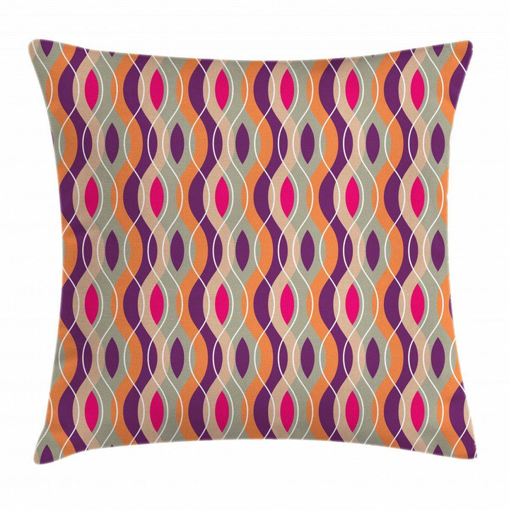 Vertical Wavy Stripes Pattern Printed Cushion Cover