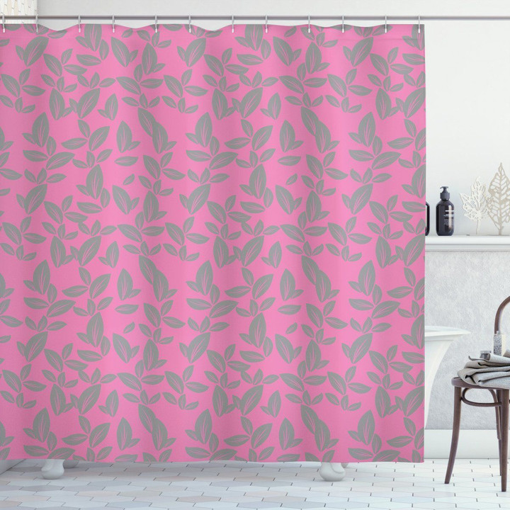 Big Grey Flowers Petals Pink 3d Printed Shower Curtain Bathroom Decor
