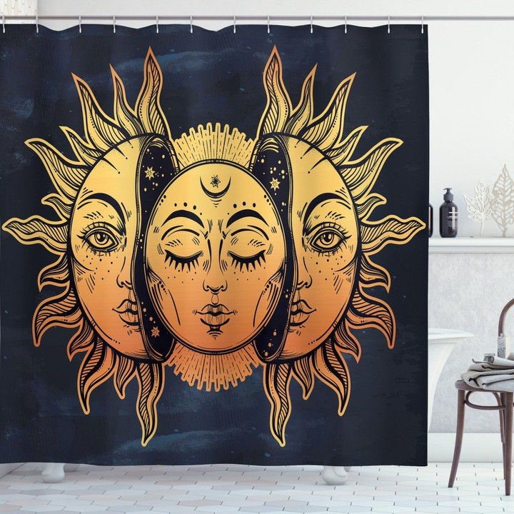 Mystic Moon Sun Unique Pattern Shower Curtain Home Decor