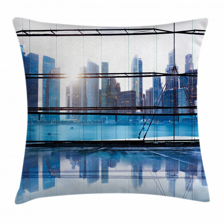 View With Skyscrapers Art Printed Cushion Cover