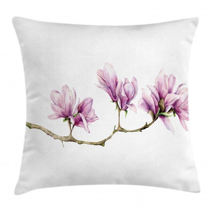 Magnolia On A Branch Printed Cushion Cover Home Decor