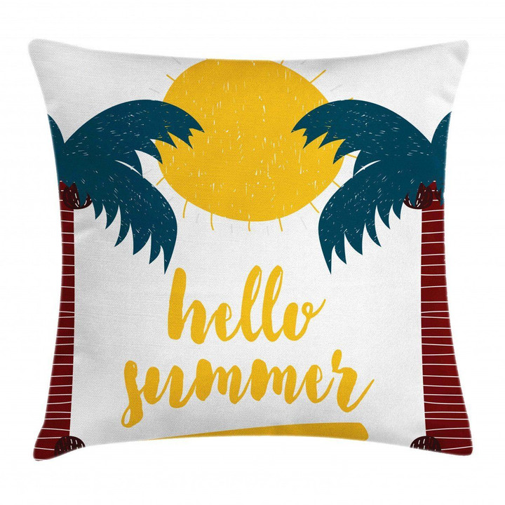 Calligraphy Hello Summer Art Pattern Printed Cushion Cover