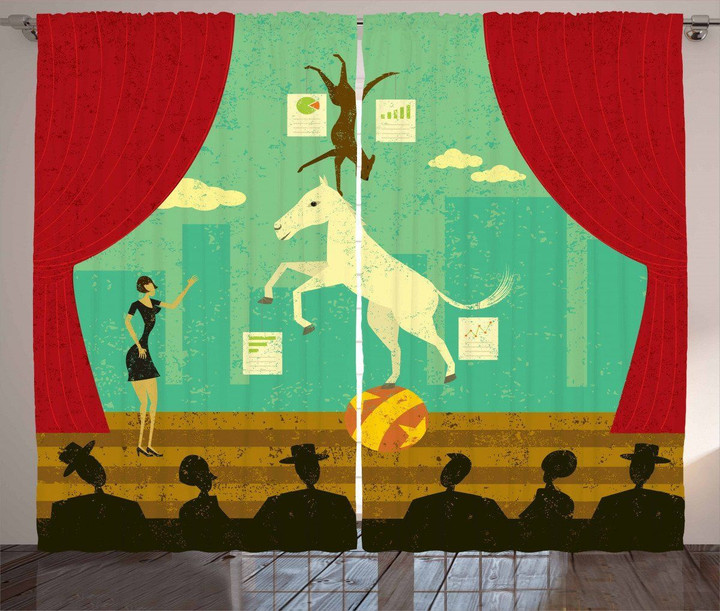 Horse Hound Show Stage Pattern Window Curtain Home Decor