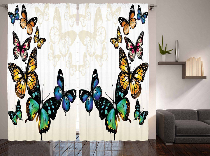 Monarch Shades Ombre Butterflies Pattern Window Curtain Home Decor