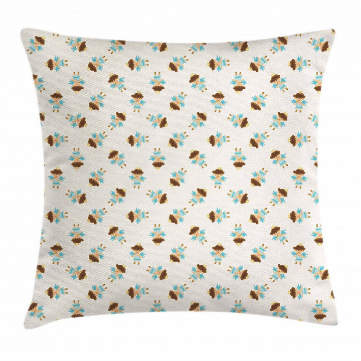 Angels With Wings Christmas Pattern Printed Cushion Cover