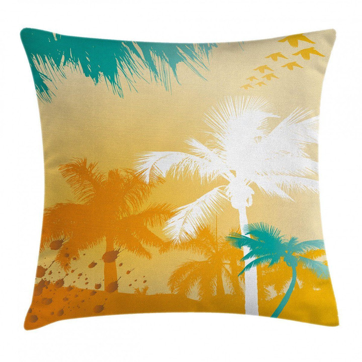 Funky Retro Vivid Palms Art Printed Cushion Cover