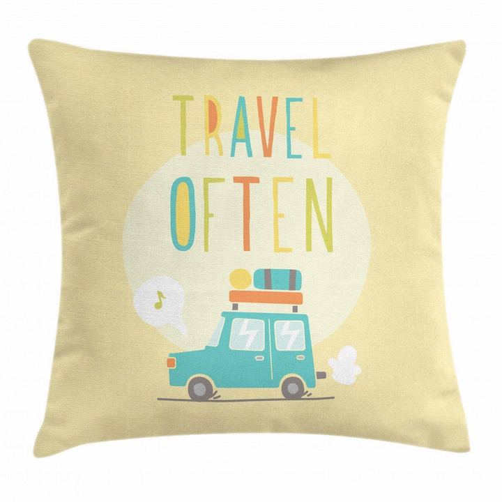 Road Trip Travel Often Art Pattern Printed Cushion Cover