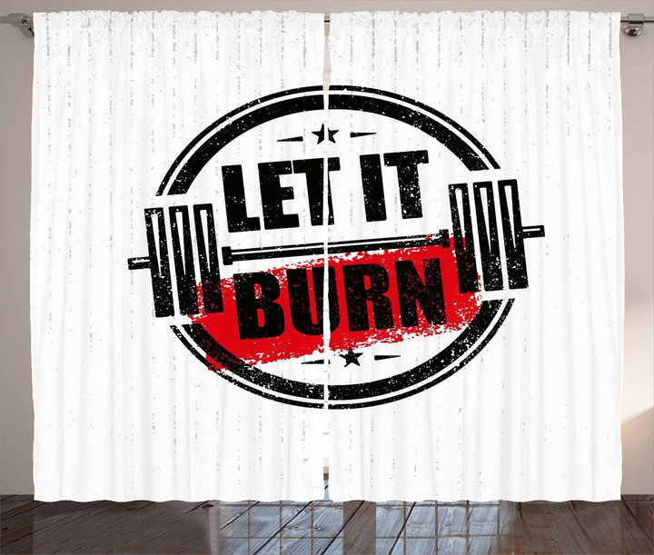 Strong Training Grunge Let It Burn Printed Window Curtain Home Decor