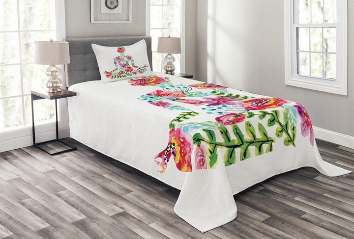 Silhouette With Flowers 3D Printed Bedspread Set