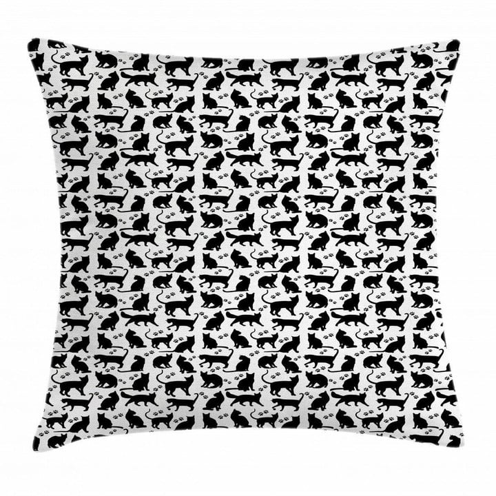 Black Silhouettes Friendly Art Pattern Printed Cushion Cover