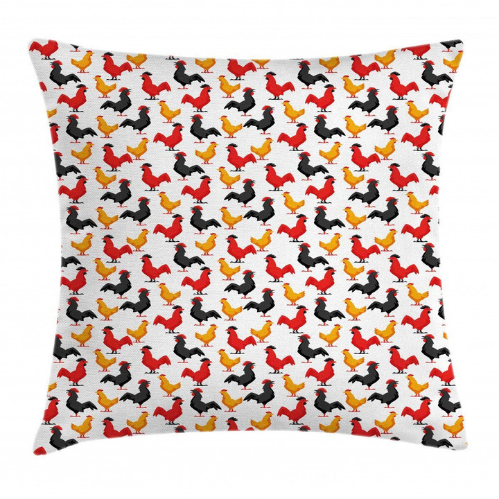 Farm Chickens Bird Pattern Art Printed Cushion Cover