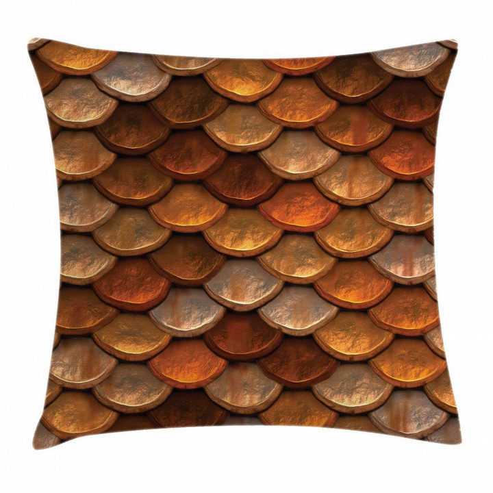 Medieval Scale Old Brown Pattern Cushion Cover