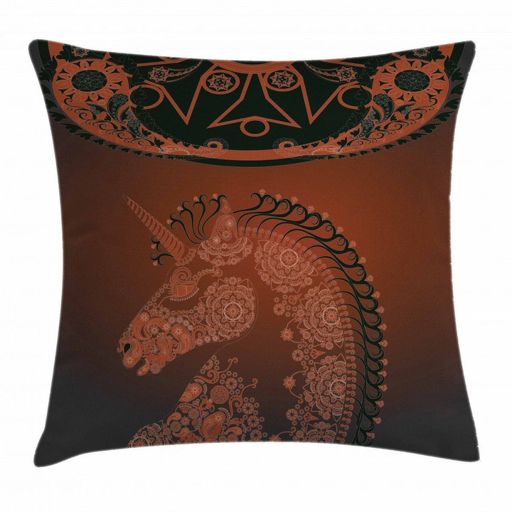 Vintage Mandala Horse Unicorn Pattern Art Printed Cushion Cover