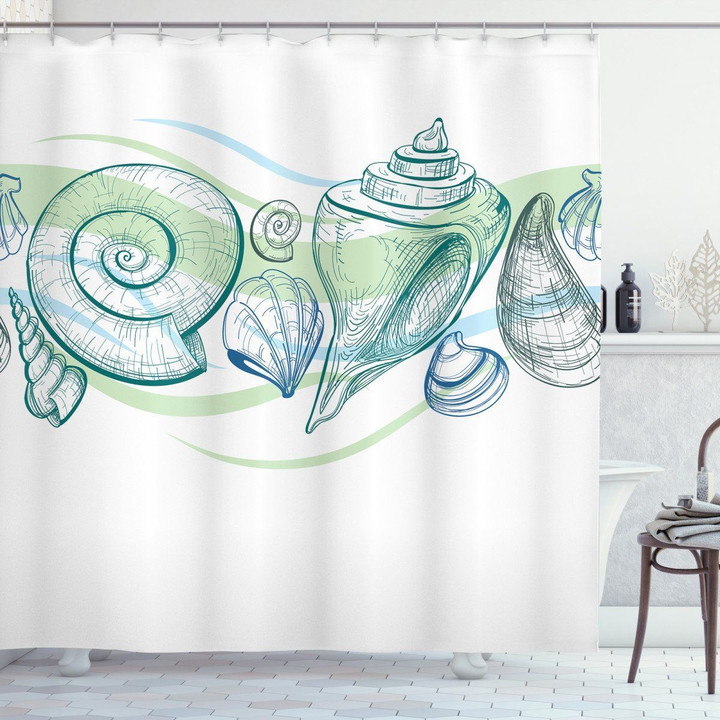 Pastel Color Sealife Marine 3d Printed Shower Curtain Bathroom Decor