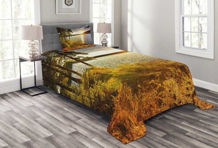 Sunset Forest Canada 3D Printed Bedspread Set