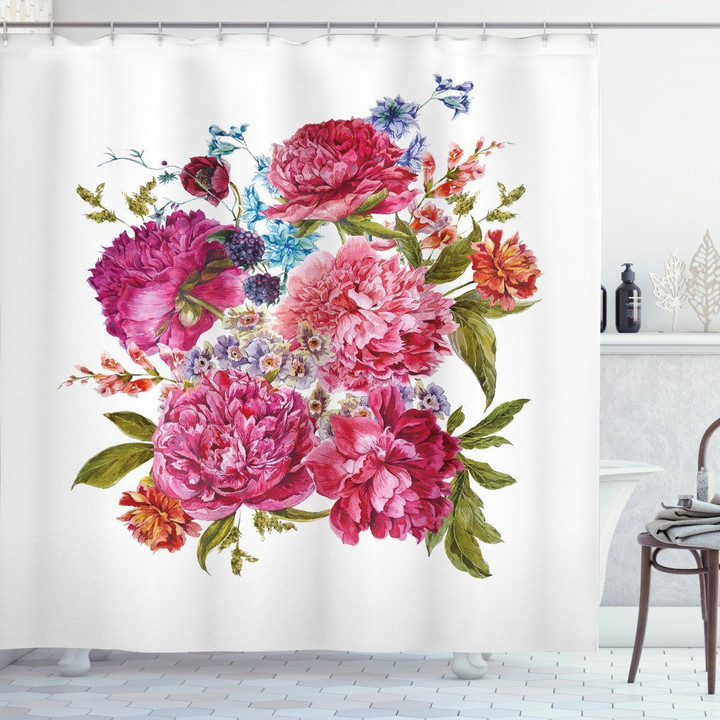 Gentle Summer Flora Muticolor 3d Printed Shower Curtain Bathroom Decor