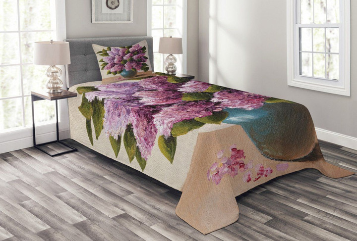 Lilac Bouquet Artwork 3D Printed Bedspread Set
