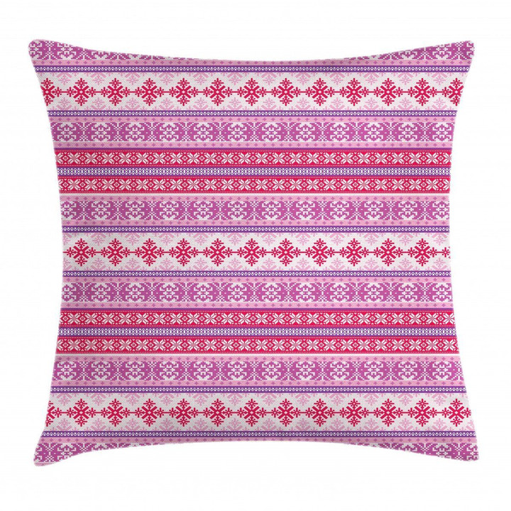 Geometric Snow December Pink Art Printed Cushion Cover