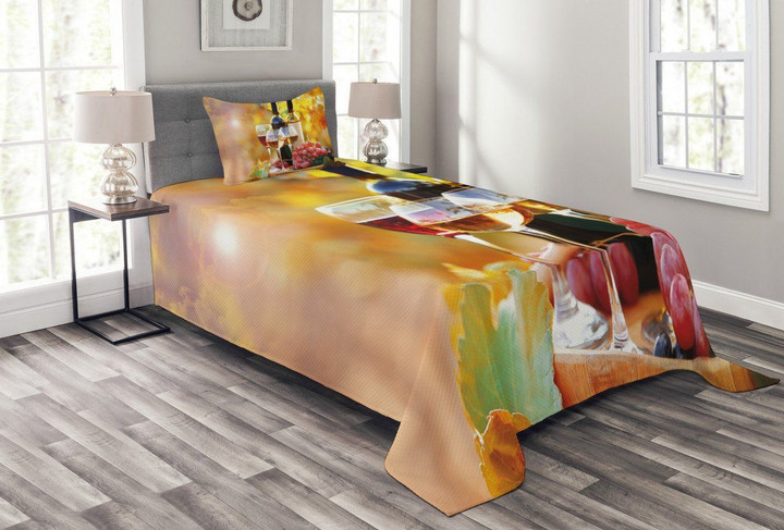Wine Themed Grape Country 3D Printed Bedspread Set